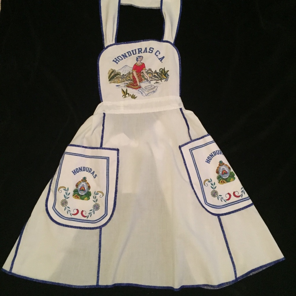 Souvenir Honduras C.A. Bib Apron White & Blue